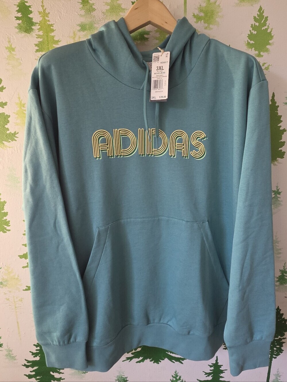 Adidas Men's Teal 2xl Logo Hoodie